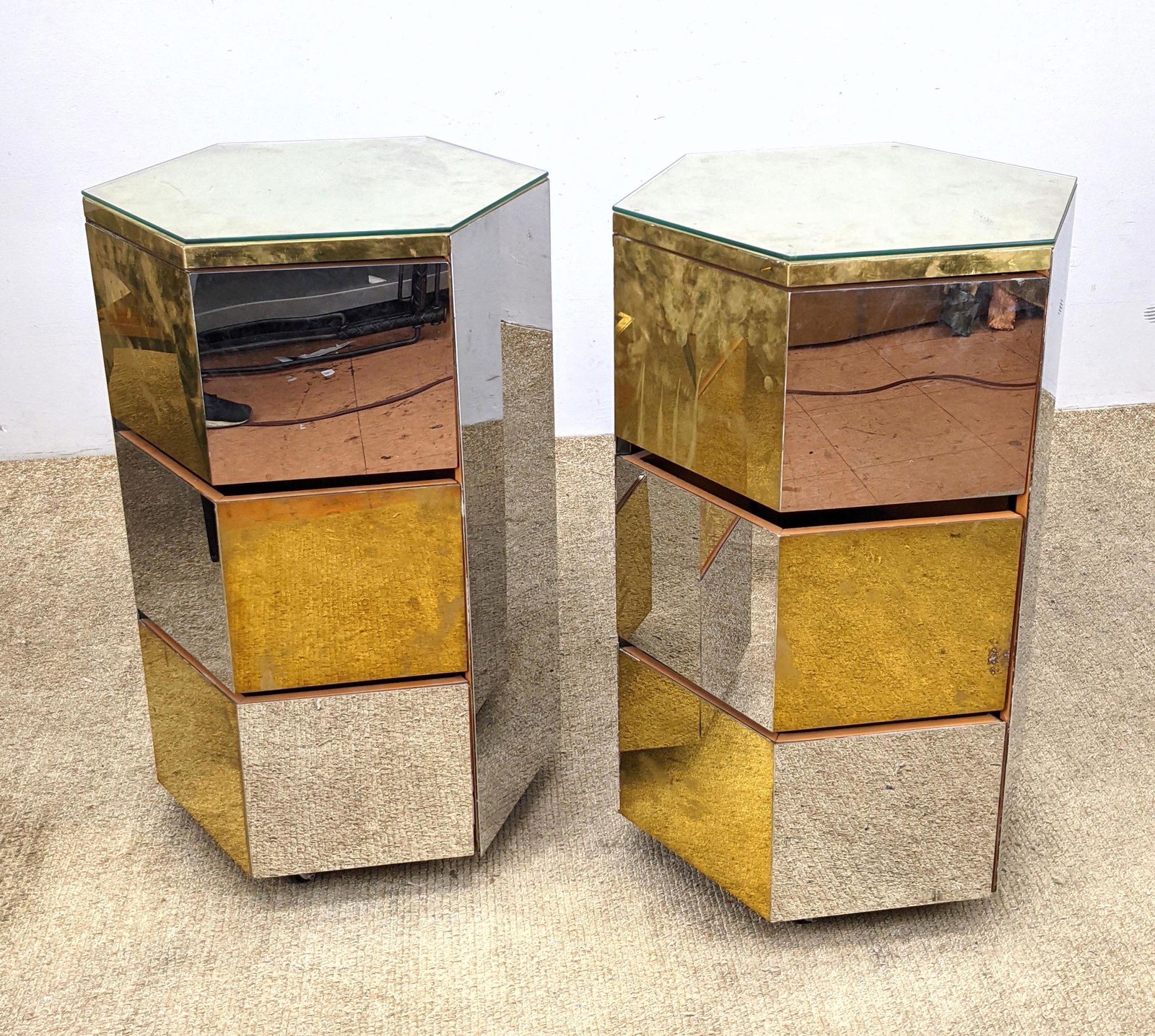 Pair LORIN MARSH Style Pedestal Side Table Cabinets.  S (1 of 12)