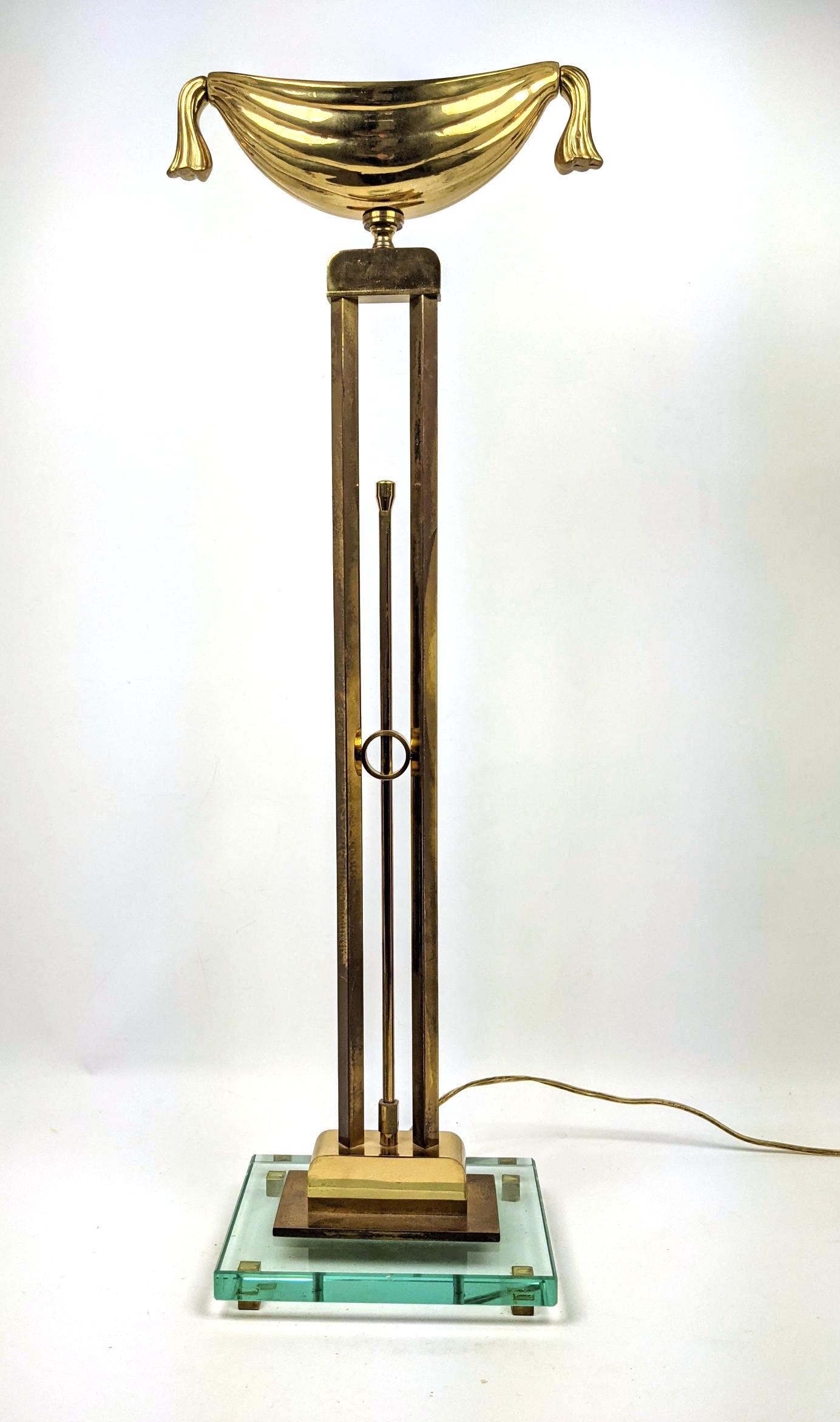 Chapman Style Brass Table Lamp.  Glass base. (1 of 12)
