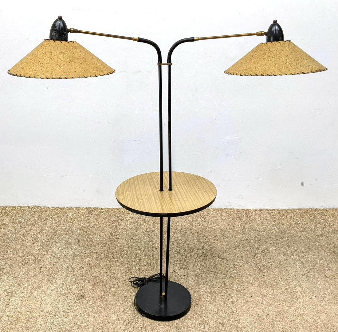 Mid Century Double Light Lamp Table. Two vellum shades (1 of 17)