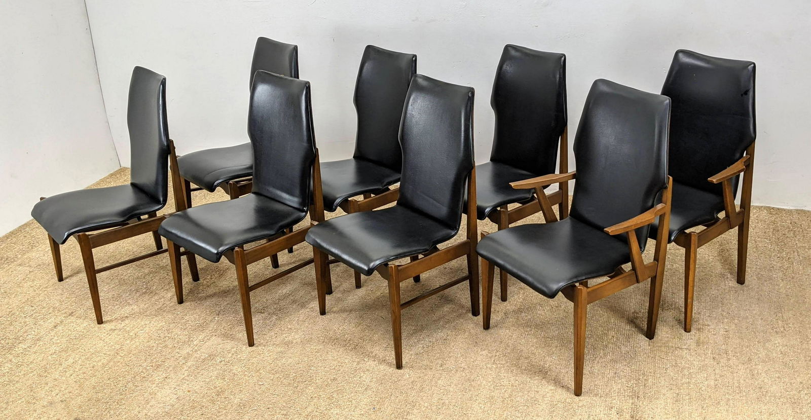 Set 8 Lane Tall Black Vinyl Modernist Dining Chairs. 2 (1 of 19)