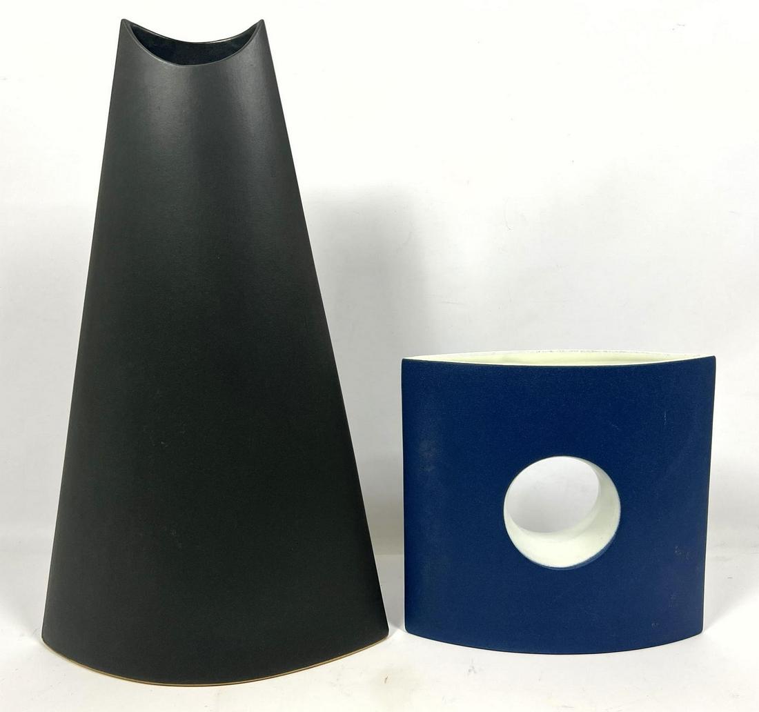 2pc Modern Design Pottery Vases. TERENCE CONRAN blue va (1 of 8)