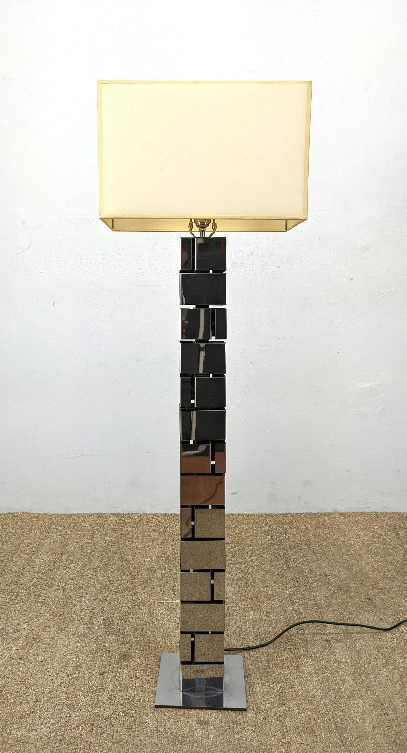 C JERE Stacked Chrome Square Column Floor Lamp. (1 of 11)