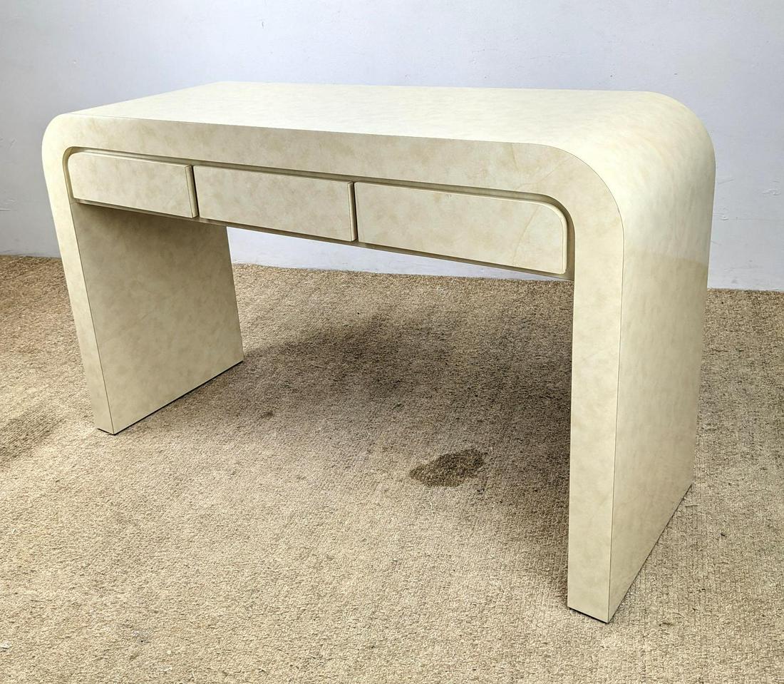 Faux marble laminate three drawer desk console table. (1 of 8)