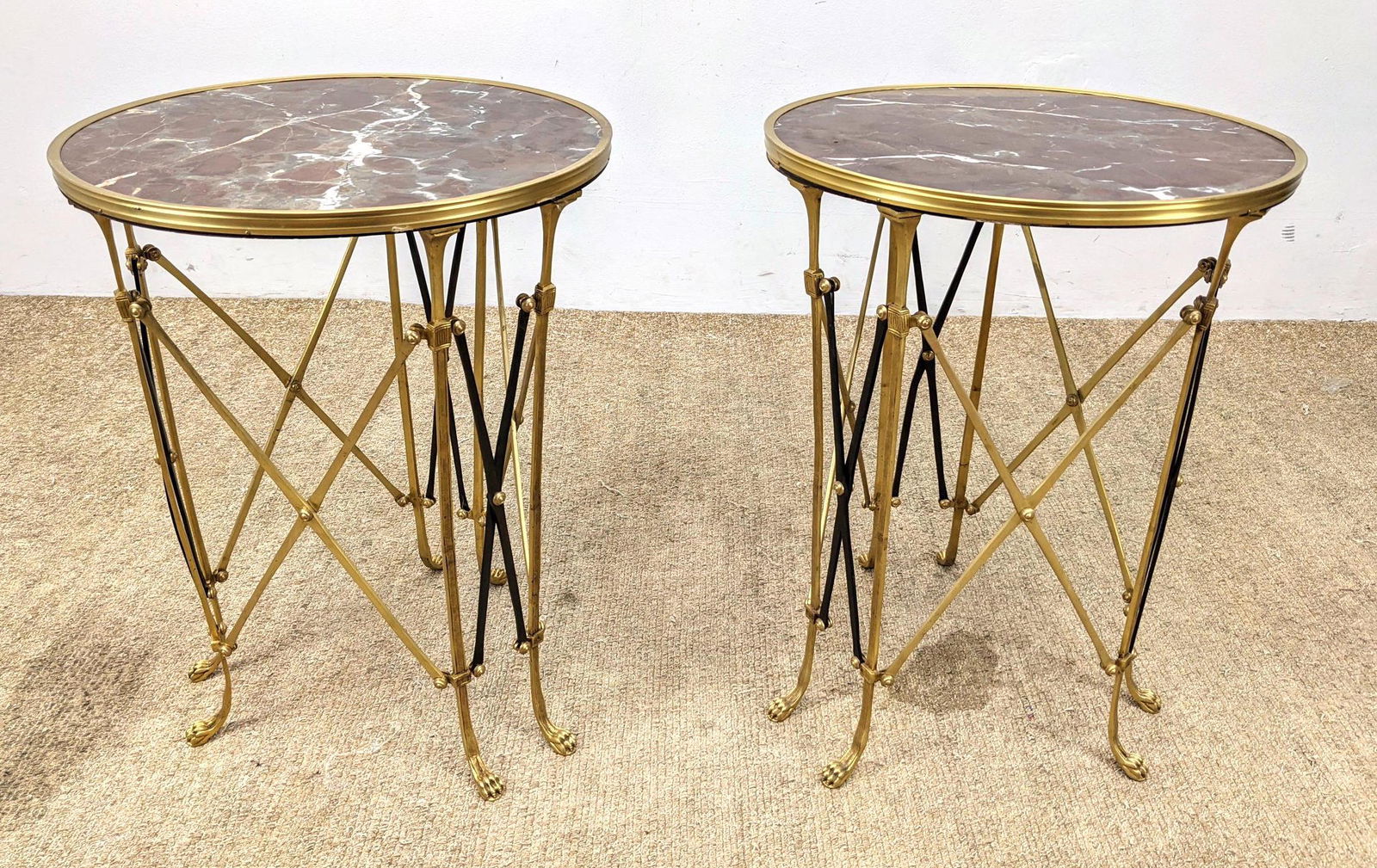 Pr Brass Gueridon Regency style Side Tables. Paw Feet. (1 of 10)