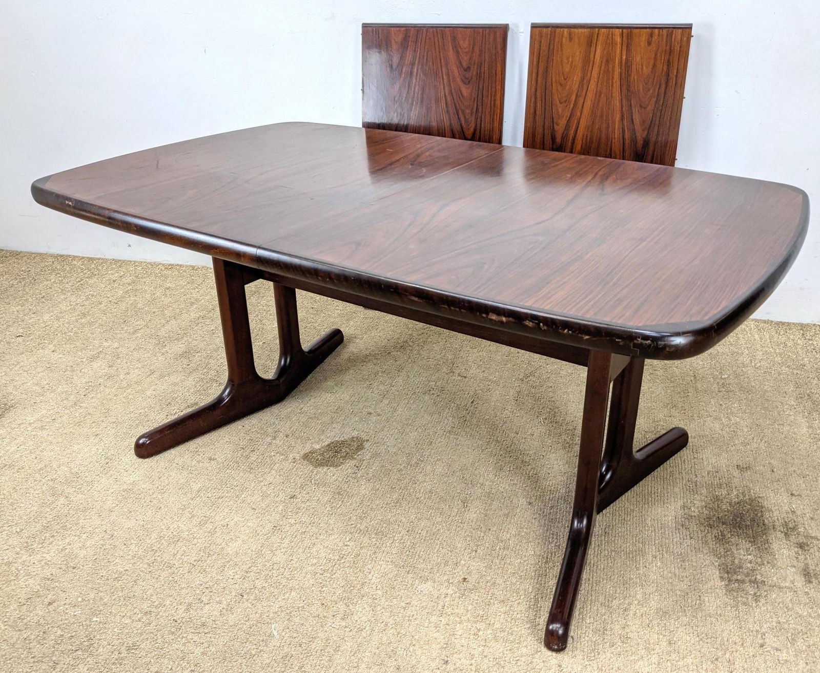 Danish Modern Rosewood Banded Top Dining Table. Double (1 of 17)