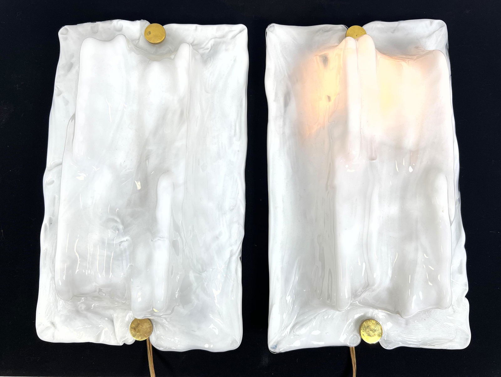 Pr VENINI Slumped Art Glass Modernist Wall Sconces. (1 of 10)