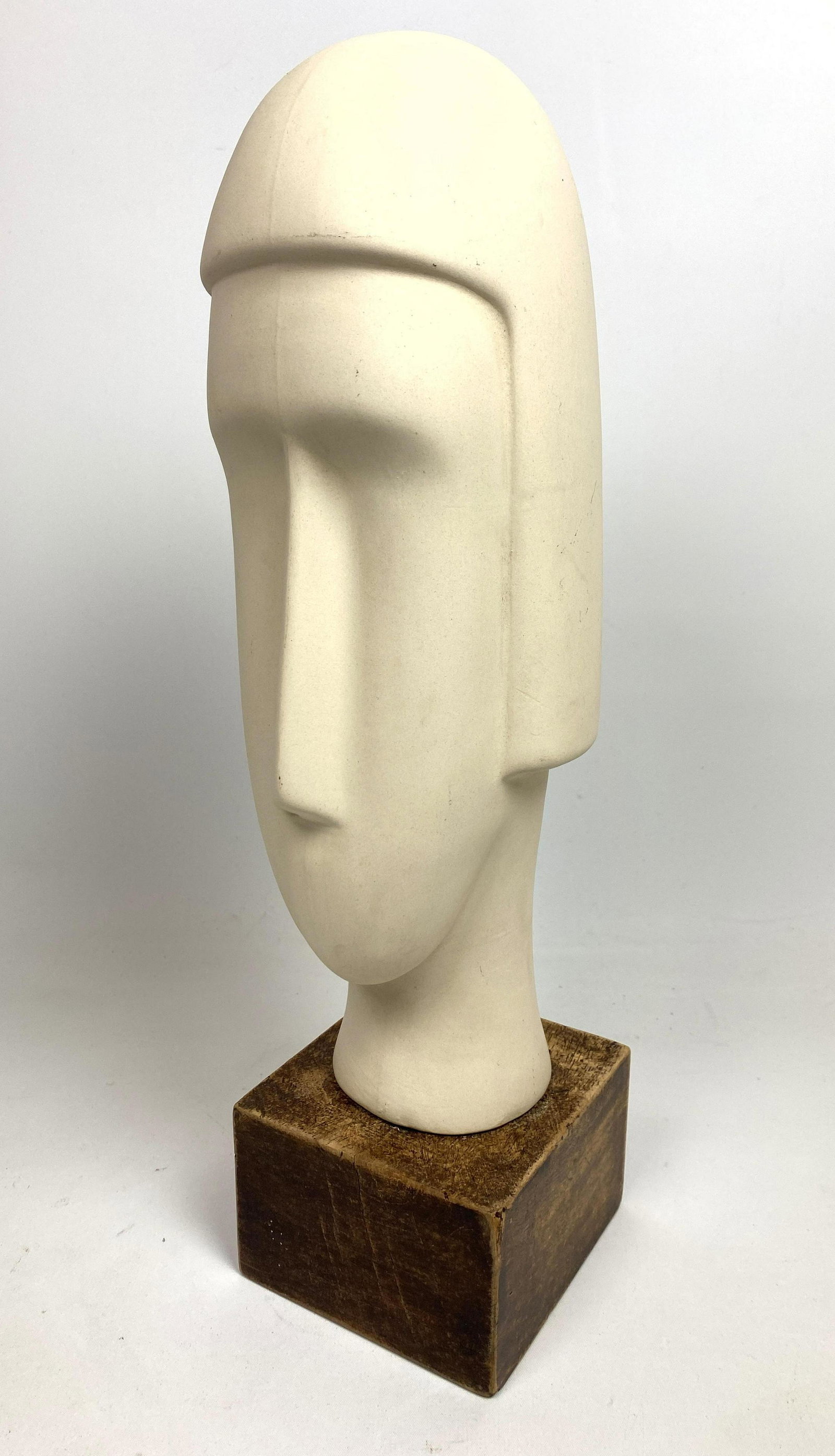 Modernist Bisque Cycladic Head Table Sculpture. Ceramic (1 of 6)