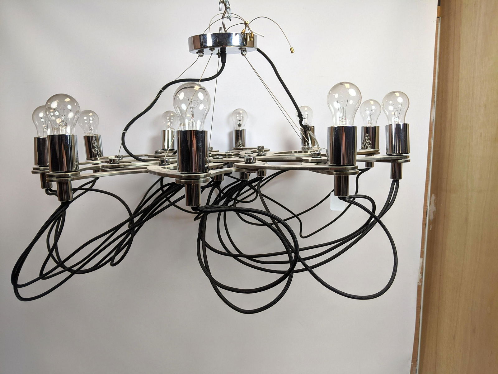 Modernist Chrome Multi Arm Chandelier.  Adjustable in S (1 of 4)