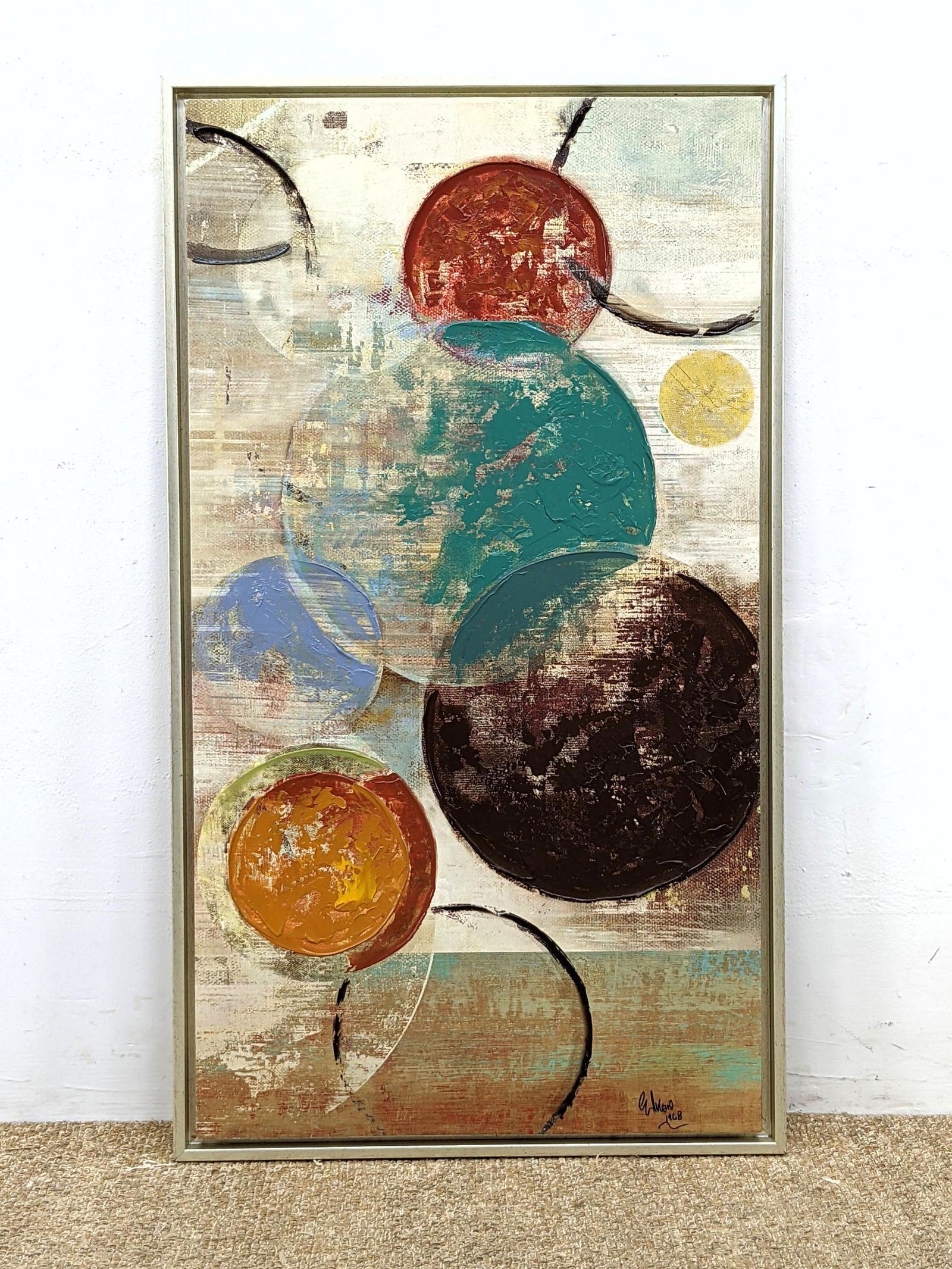 Artist Signed Abstract Modern Print with Paint added. (1 of 8)