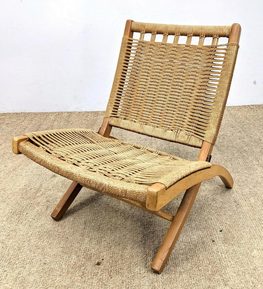Wegner style Woven Rush Folding Lounge Chair. Light sta (1 of 15)