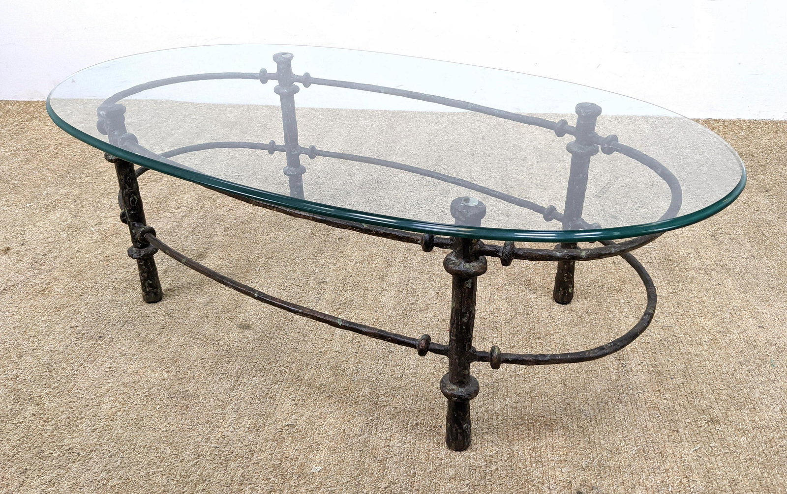 Ilana Goor style Glass & Iron Oval Cocktail Table. (1 of 10)