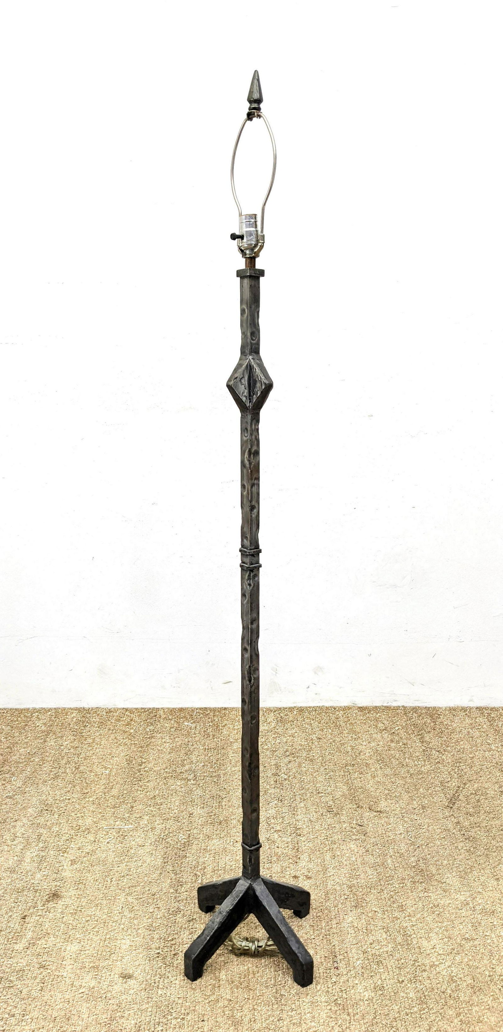 Giacometti Style "Hammered" Iron Floor Lamp. Heavy. (1 of 11)
