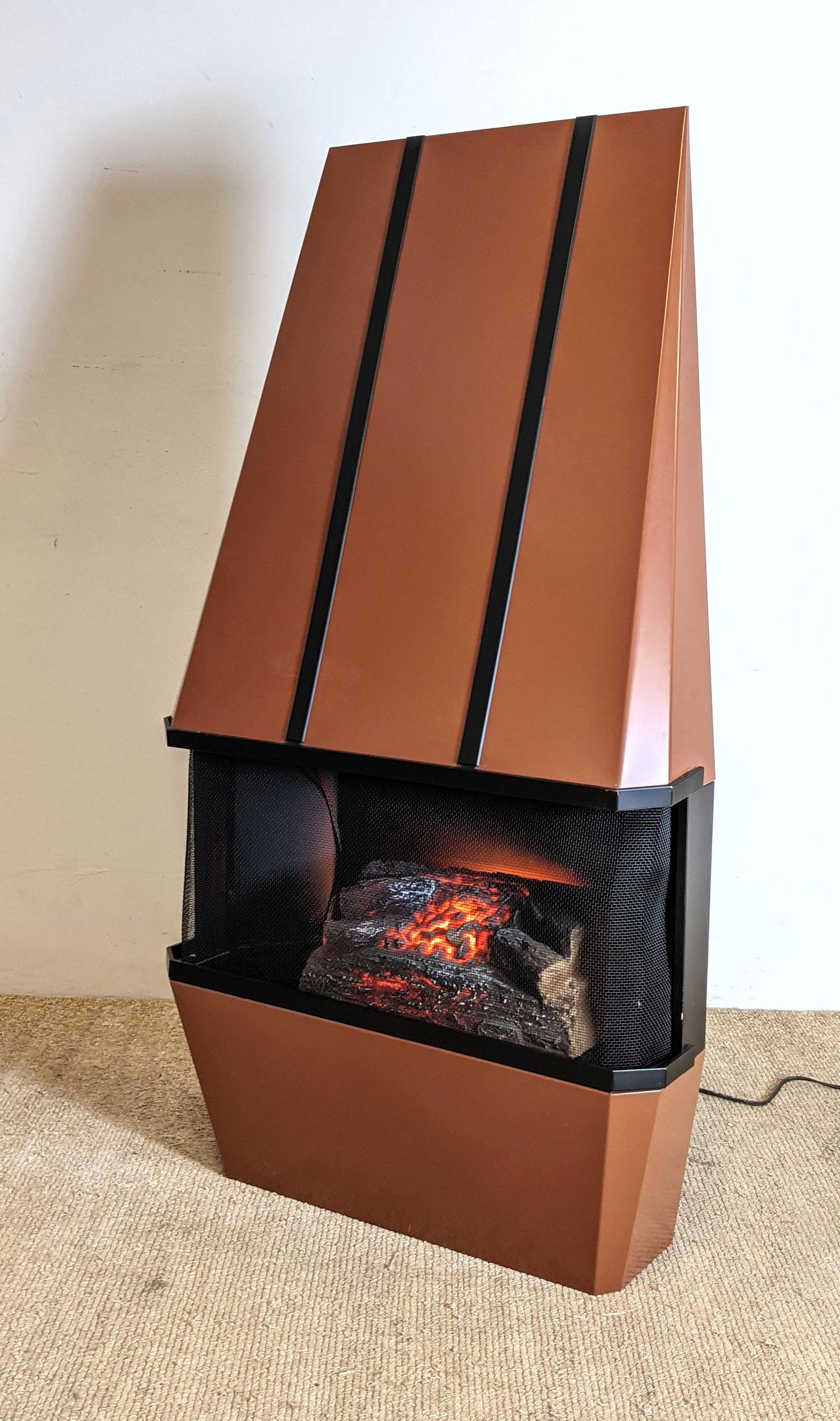 SEARS Electric Fireplace. Modernist rust color metal fr (1 of 10)