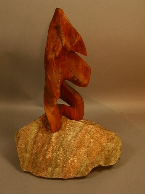 Marvin Peterson Wood and Stone Sculpture. Unsign: Marvin Peterson Wood and Stone Sculpture. Unsigned. Dimensions: H: 21.5 inches: W: 15 inches: D: 10 inches Condition (General): Very Good Condition. Please contact us with specific questions about con