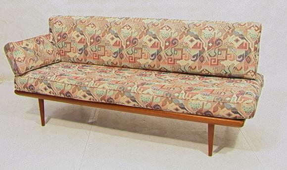 PETER HIVDT for FRANCE and SONS Sofa Couch Day Be: PETER HIVDT for FRANCE and SONS Sofa Couch Day Bed. Wood and Metal rod construction. Comes with one arm. Metal tag. Dimensions: H: 31 inches: D: 32 inches: L: 77 inches Condition (General): Newer upho