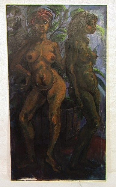 ELLEN POWELL TIBERINO. Large Oil on Canvas. Doubl: ELLEN POWELL TIBERINO. Large Oil on Canvas. Double Self Portrait. unsignedFrom the estate of:Earl A.T. Wilkie -(sculptor/painter/writer)- a Philadelphia born artist. His life and legacy spanned from M