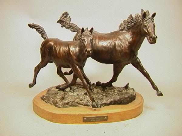 Carl Wagner SETTING THE PACE Bronze Sculpture of: Carl Wagner SETTING THE PACE Bronze Sculpture of Horses. -- Dimensions: H: 15.5 inches: W: 21.5 inches: D: 16 inches --- Condition (General): Very Good Condition. Please contact us with specific quest