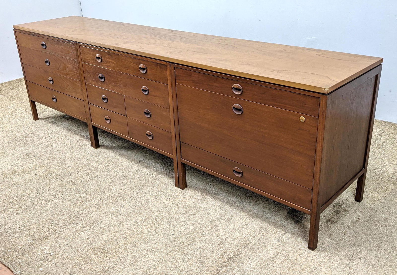 DUNBAR 3 Section Credenza Sideboard Cabinet.  1 Top not (1 of 18)