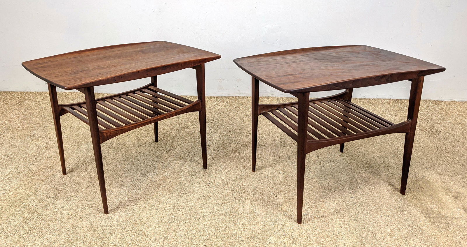 Pr POUL DINESEN Danish Modern Side Tables. Graceful bow (1 of 11)