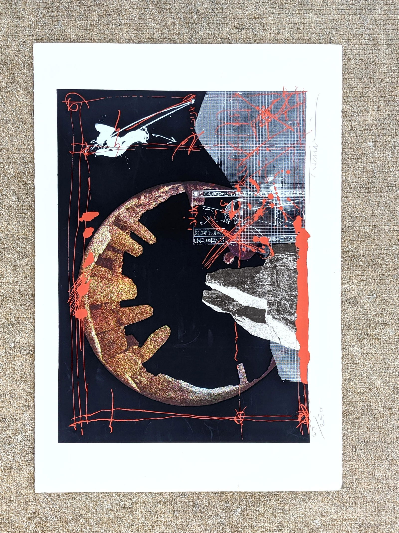 Signed Graphic Abstract Print.  Modern Expressionist Pr (1 of 14)