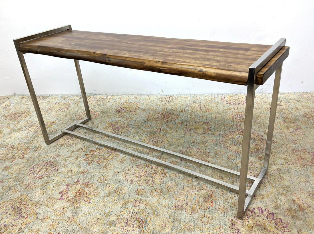 HOOKER Furniture Butcher Block Chrome Frame Hall Table. (1 of 15)