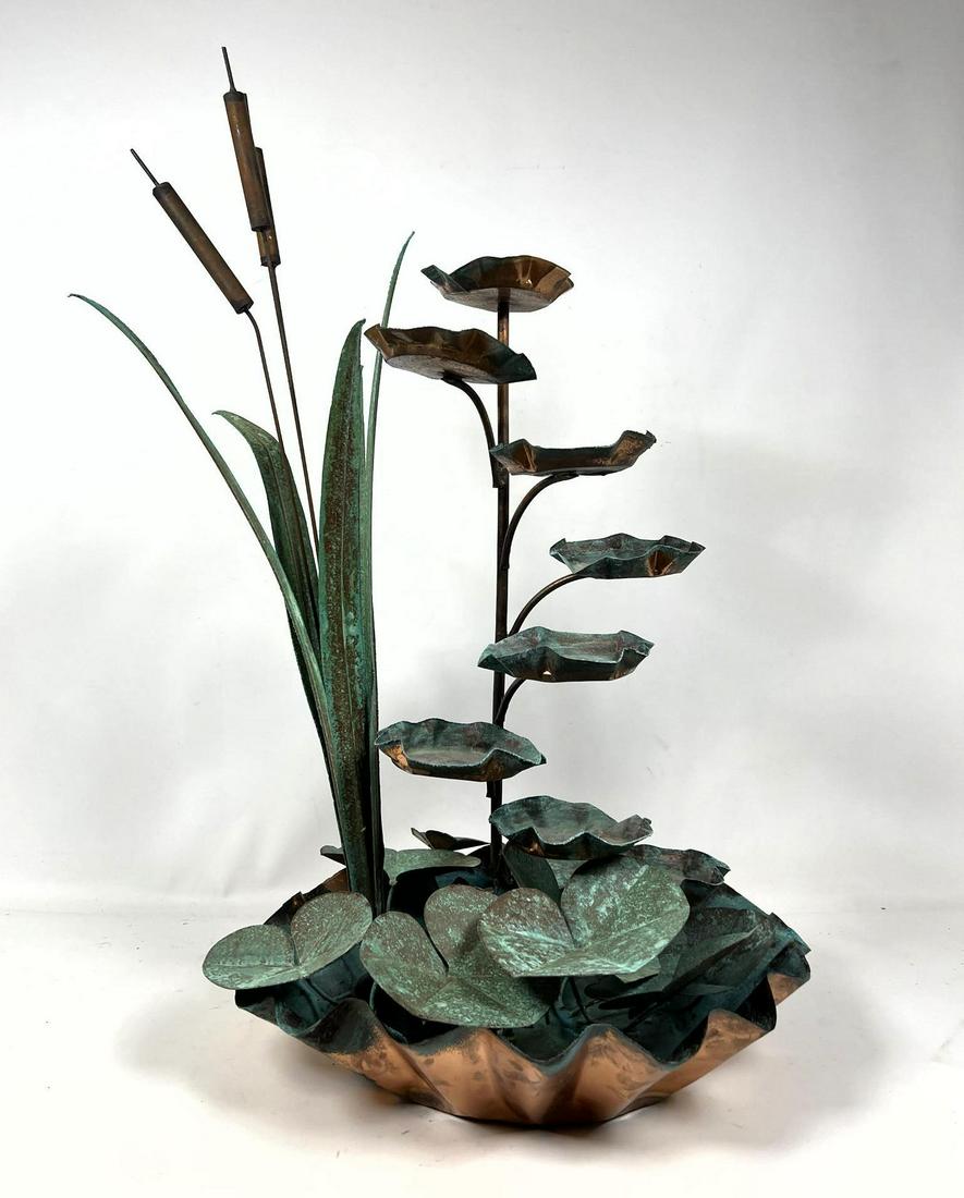 Floral Copper Fountain.  Cascading Leaf. (1 of 8)