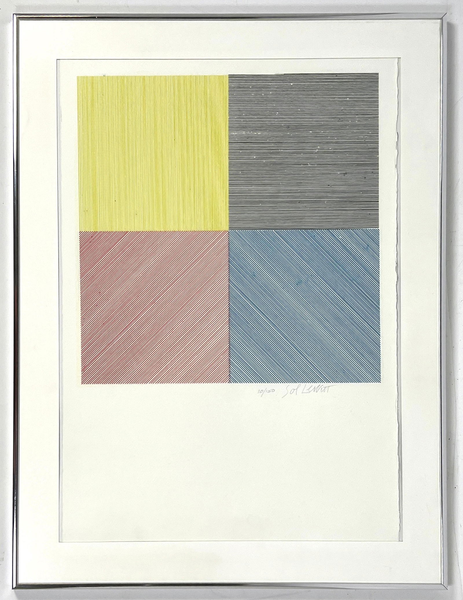SOL LEWITT Signed Print. Four Square with Colored Contr (1 of 5)