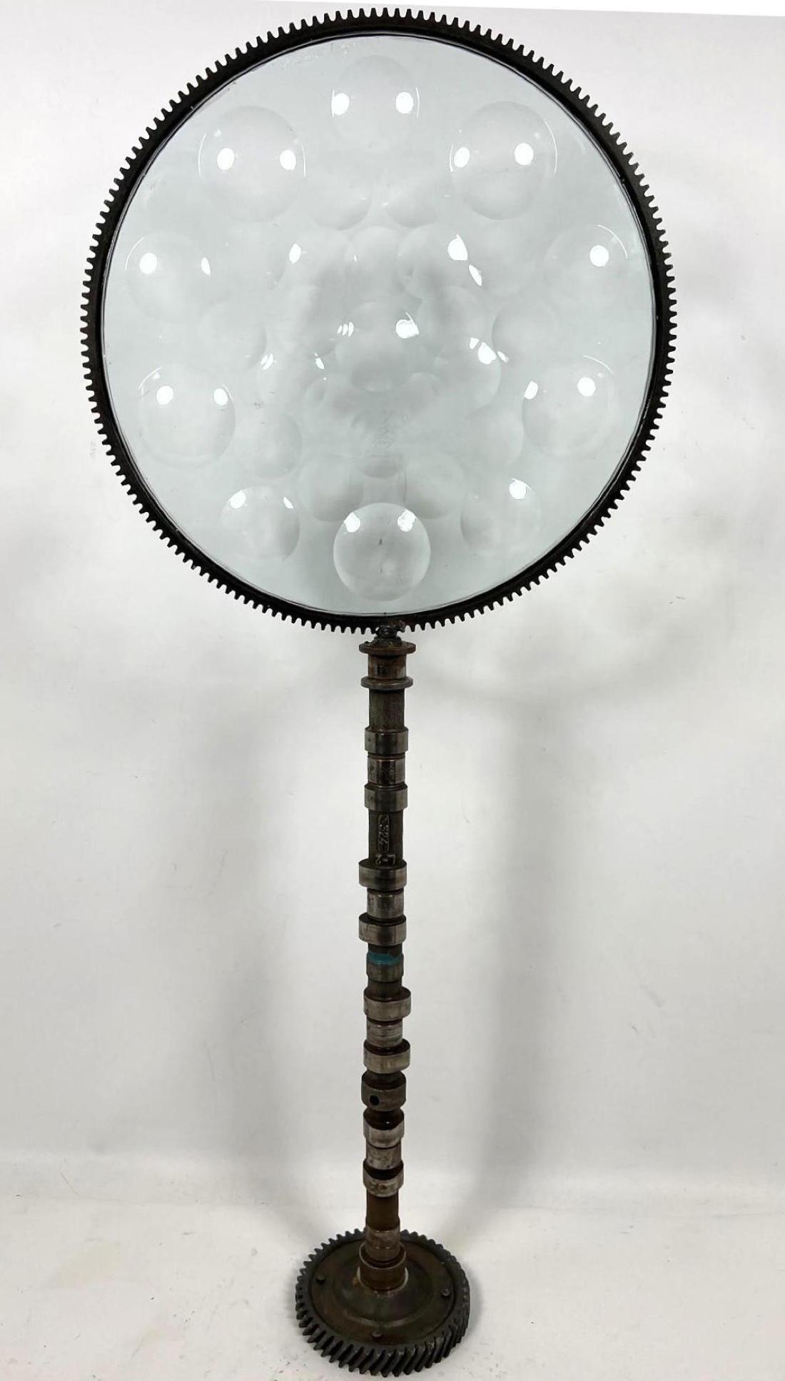 Industrial Magiscope Round Dimpled Glass Panel. Framed (1 of 8)