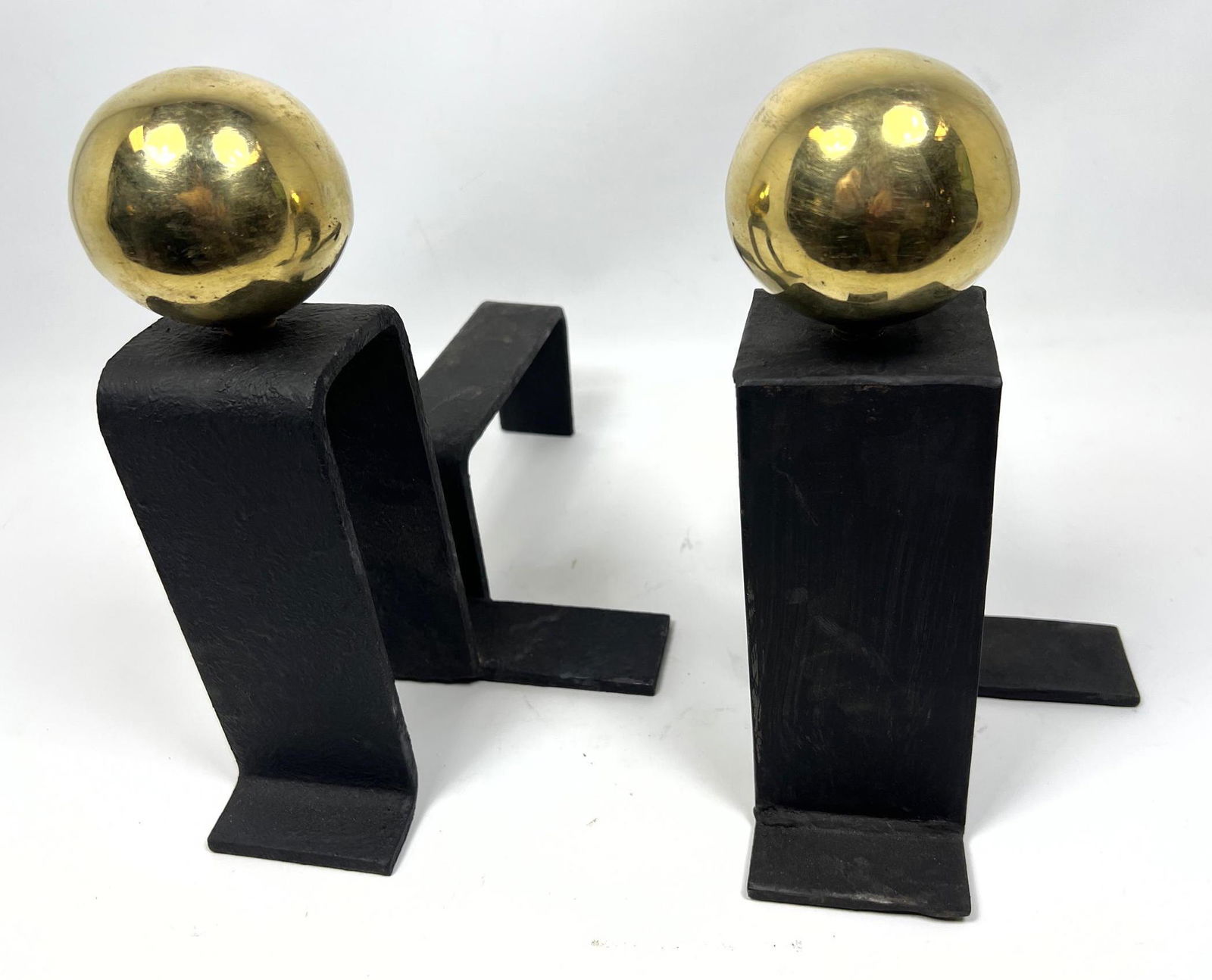 Modernist Black Iron Sculptural Andirons. Fireplace. La (1 of 6)