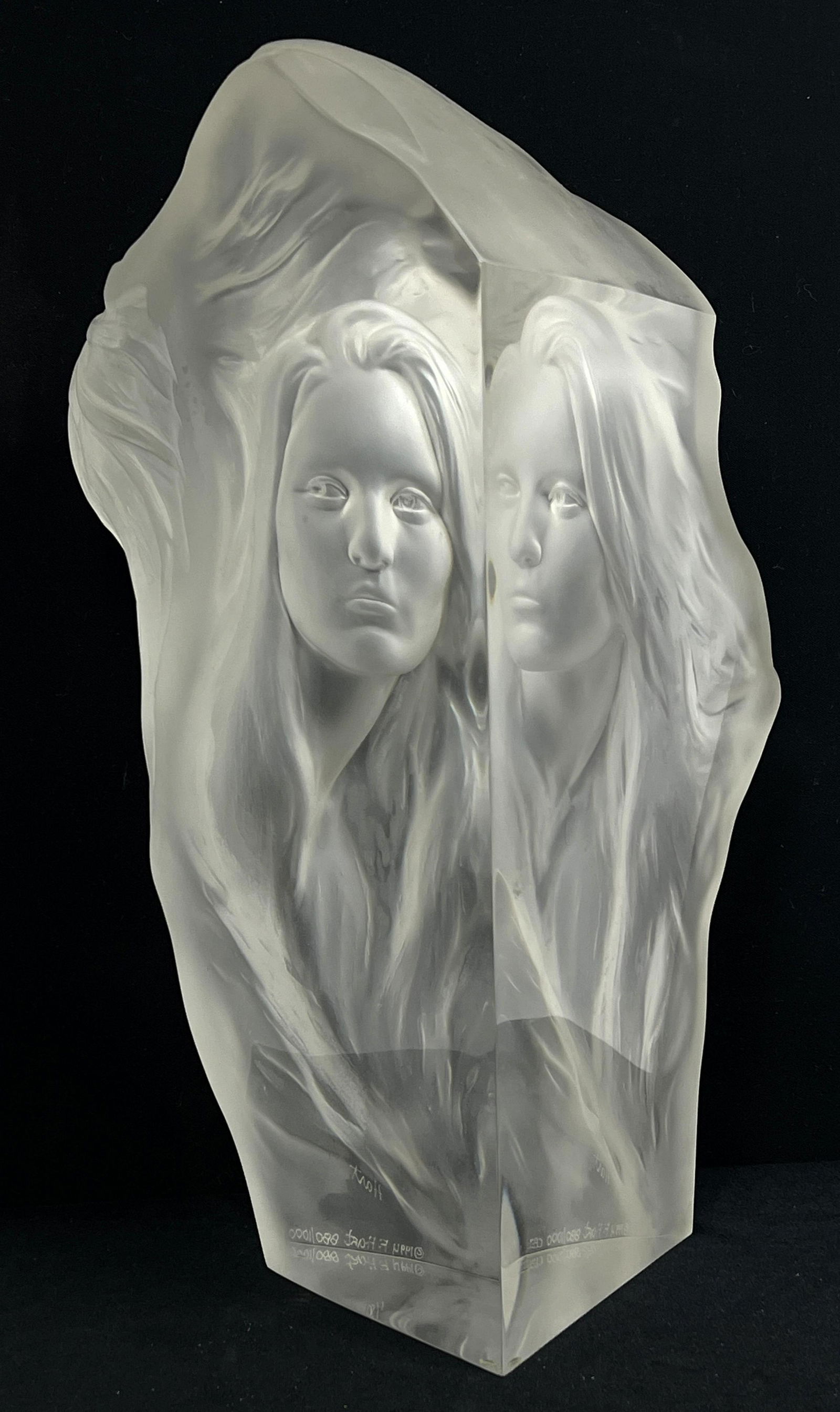 1994 FREDERICK HART Frosted Acrylic Double Portrait Scu (1 of 10)