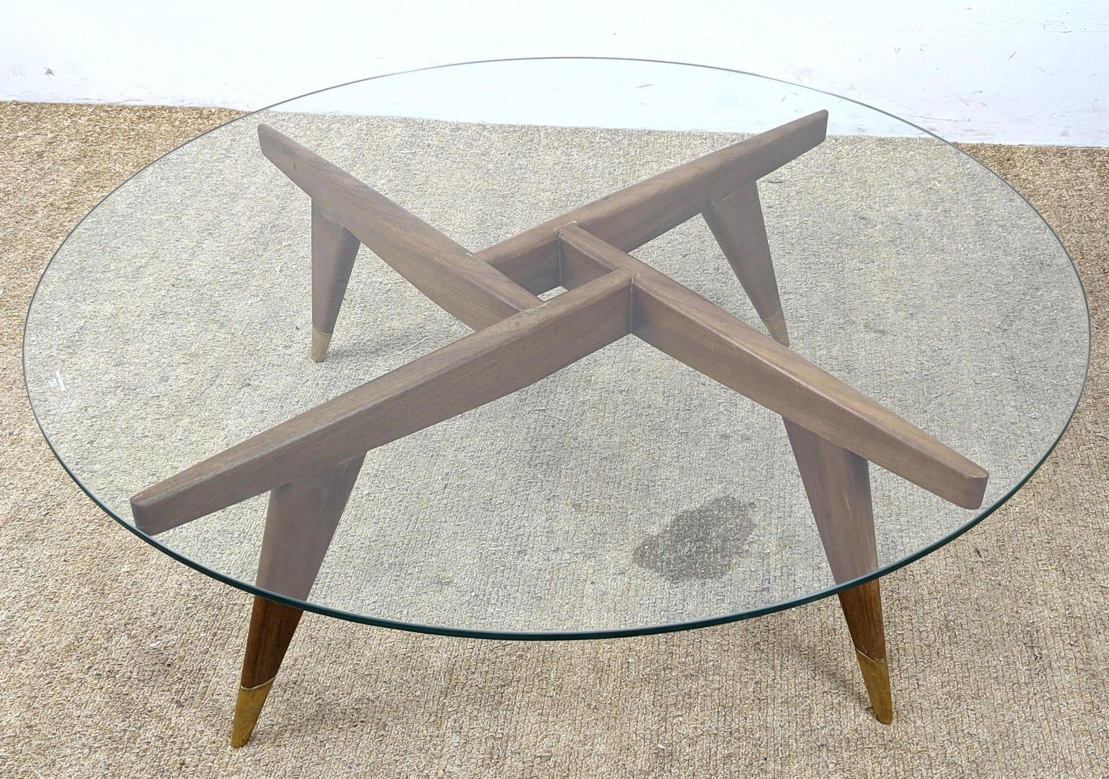 After Gio Ponti Glass Top Coffee Table. Wood Frame base (1 of 8)