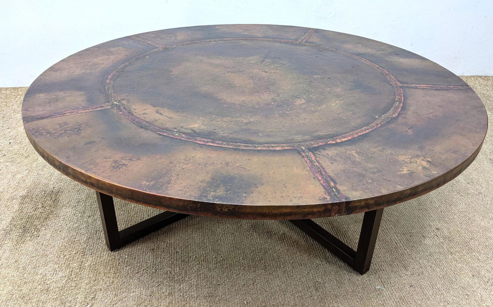 Oversized Industrial Style Copper Top Coffee Table. (1 of 9)