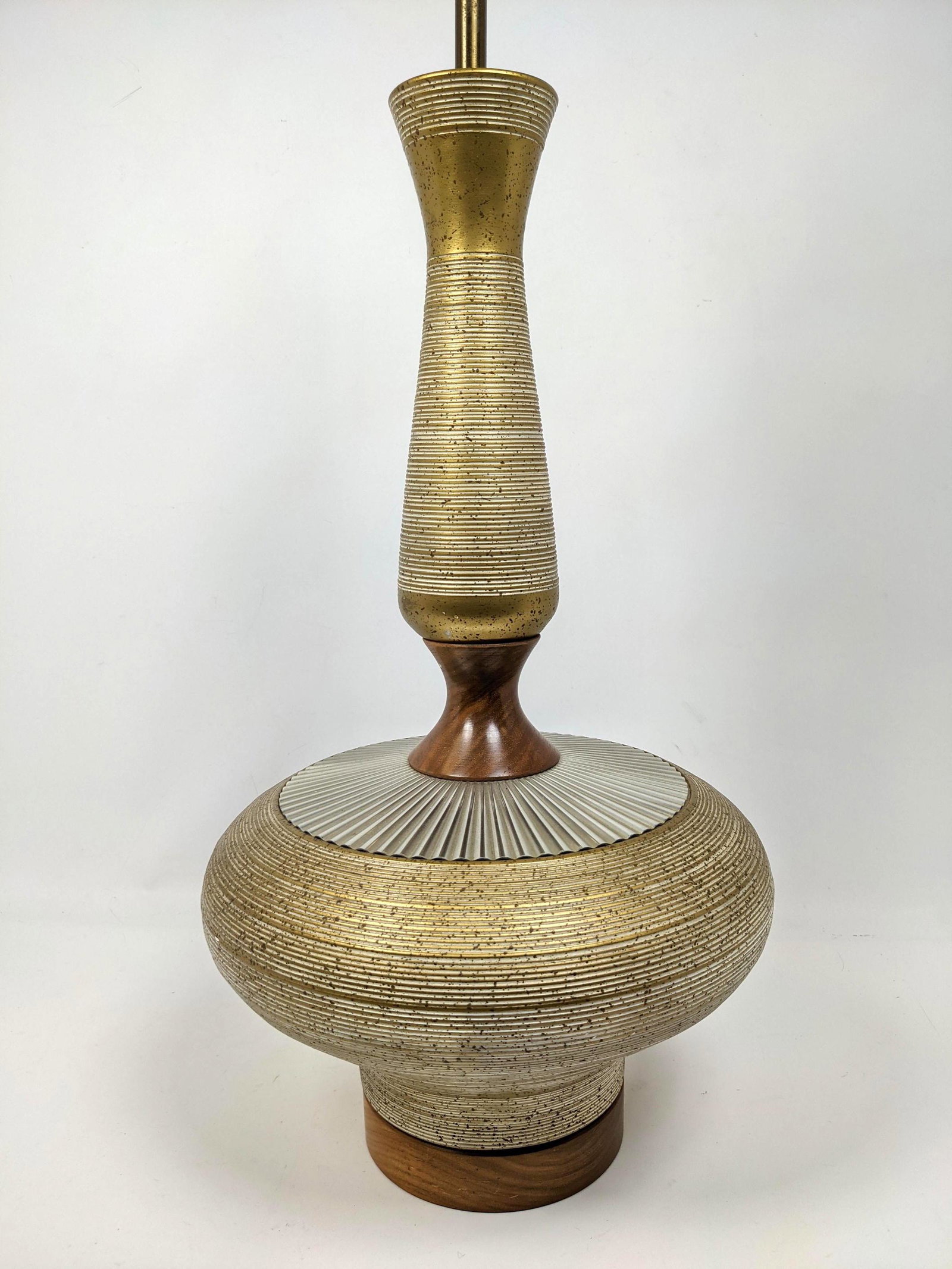 FAIP Ribbed Design Tall Modernist Table Lamp. Wood wais (1 of 10)