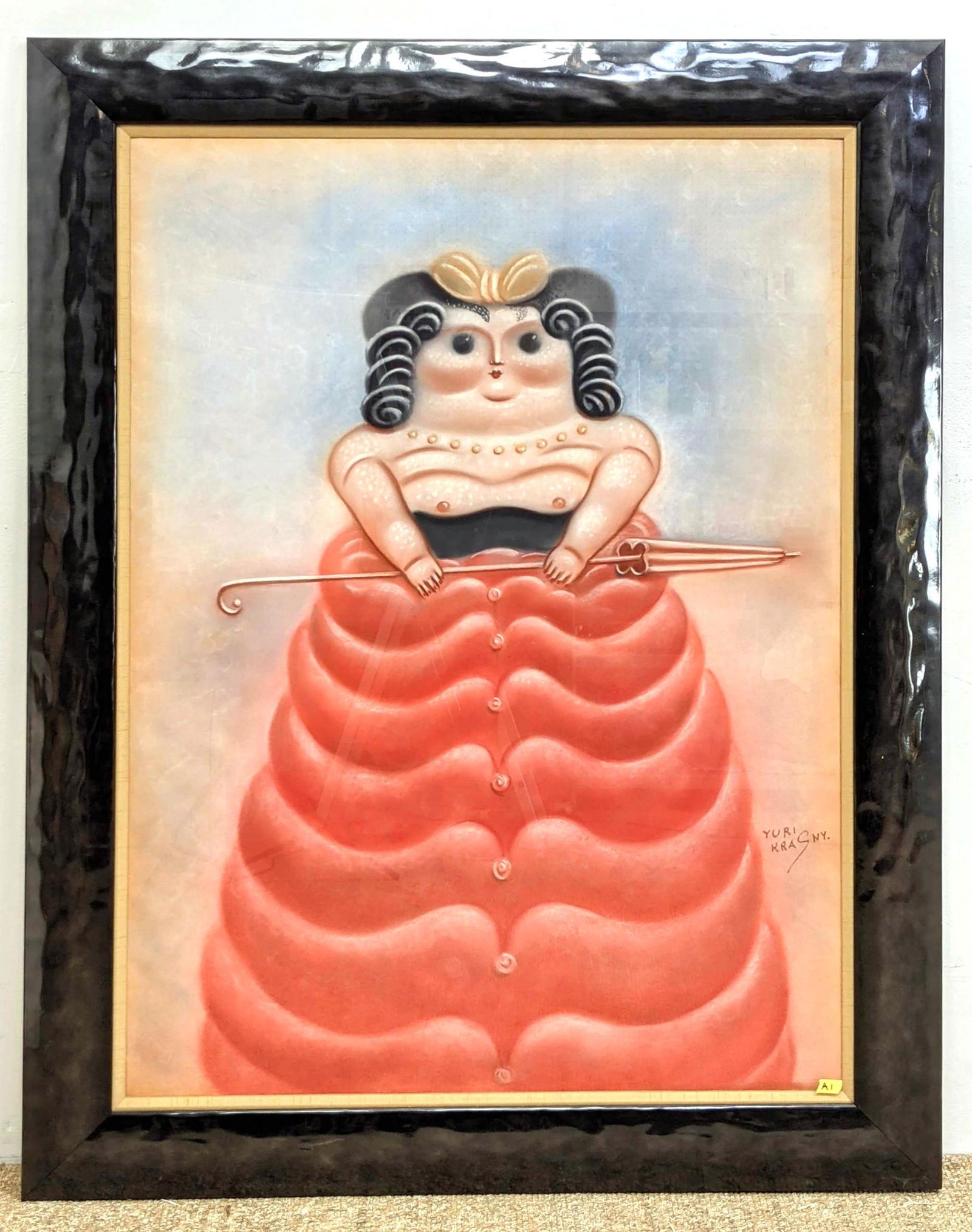 YURI KRASNY Figural Pastel Painting. Woman with curly h (1 of 11)