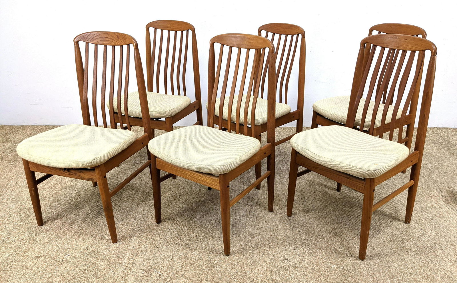 Set 6 BENNY LINDEN Teak Modern Side Dining Chairs. Tall (1 of 11)