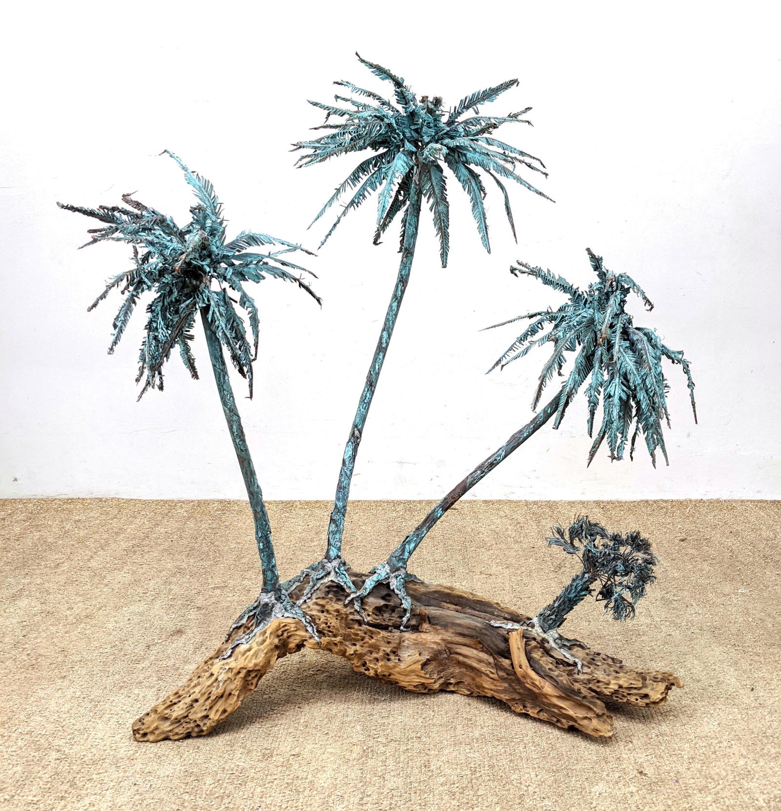 Organic Modern Sculpture. Metal Palm Trees on Driftwood (1 of 14)