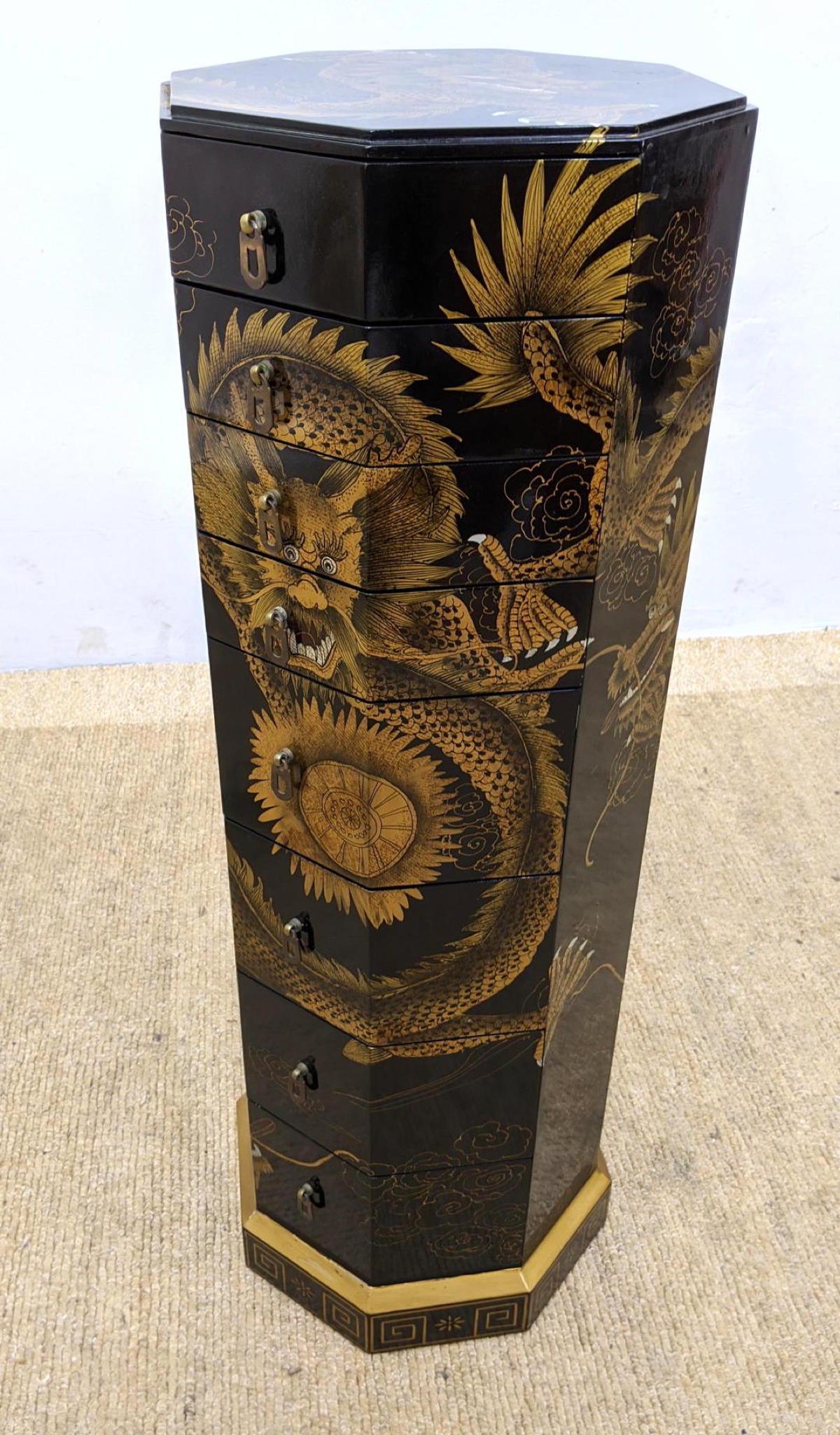 Octagonal Asian style Multi Drawer Jewelry Cabinet. Bla (1 of 13)