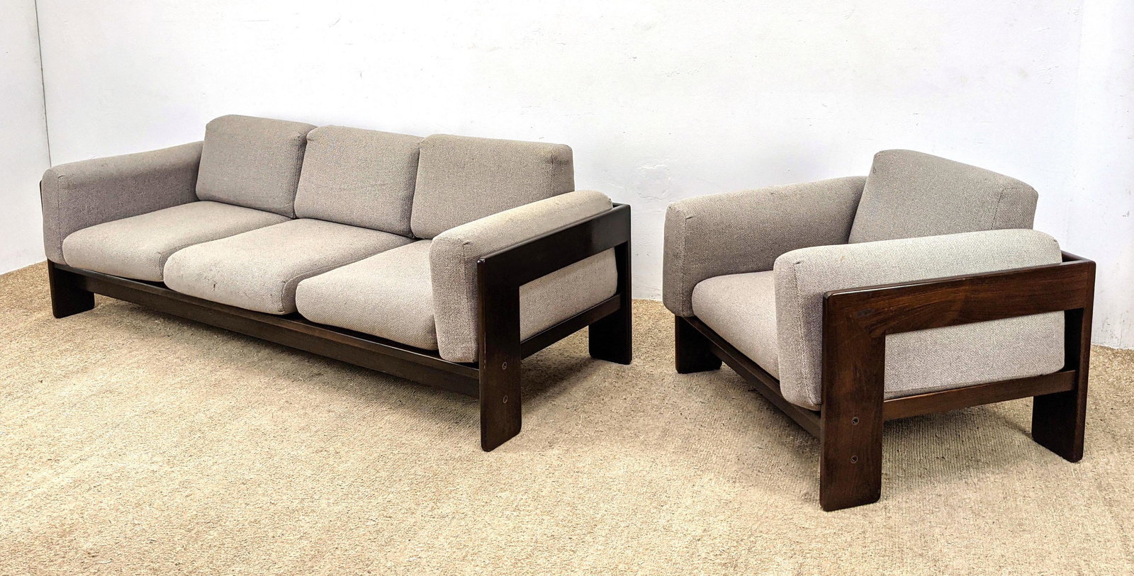 2pcs Tobia Scarpa Knoll Bastino Sofa and Chair. Rosewoo (1 of 16)