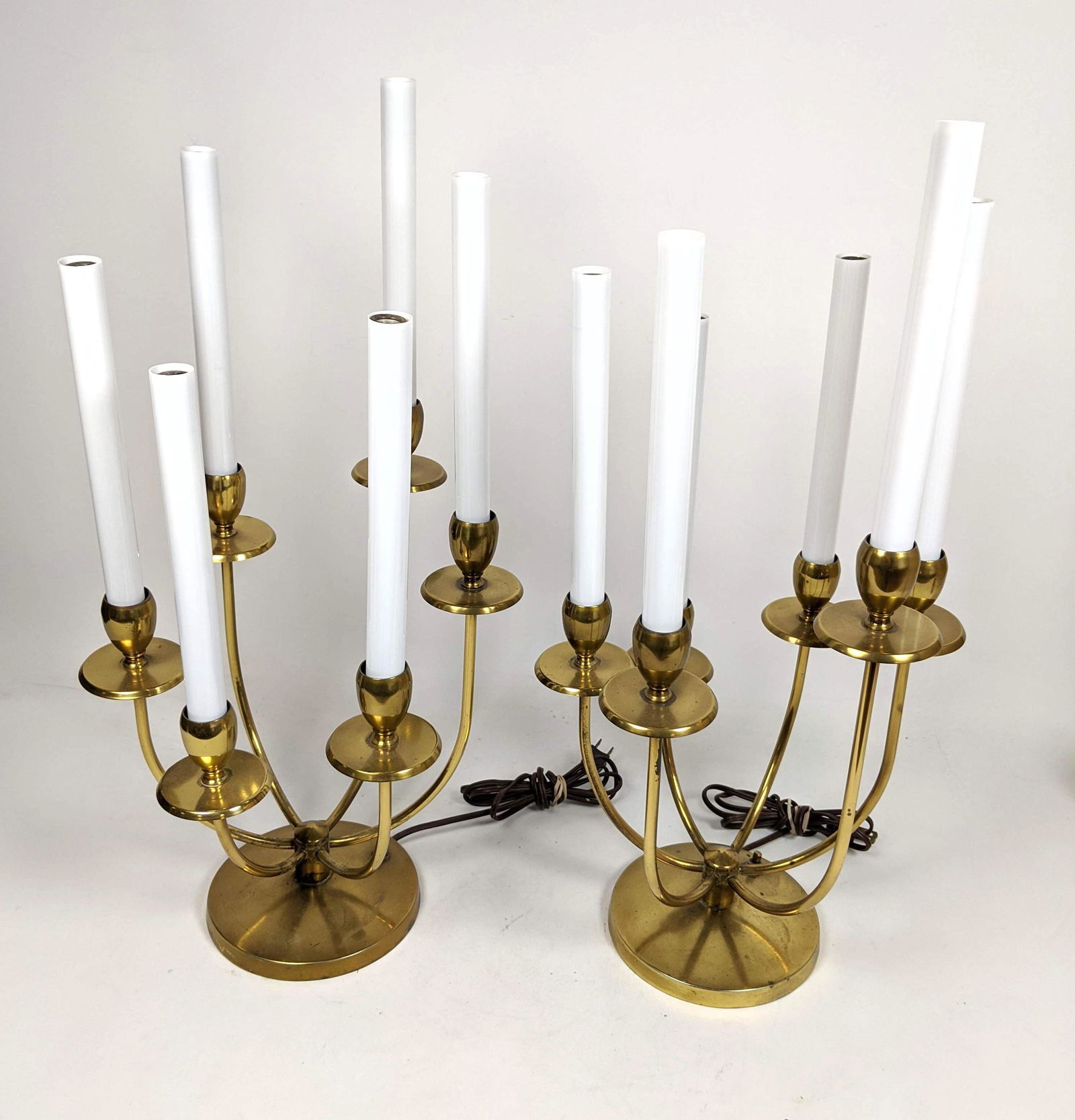 Pr Brass Parzinger style candelabra table lamps. Unmark (1 of 9)