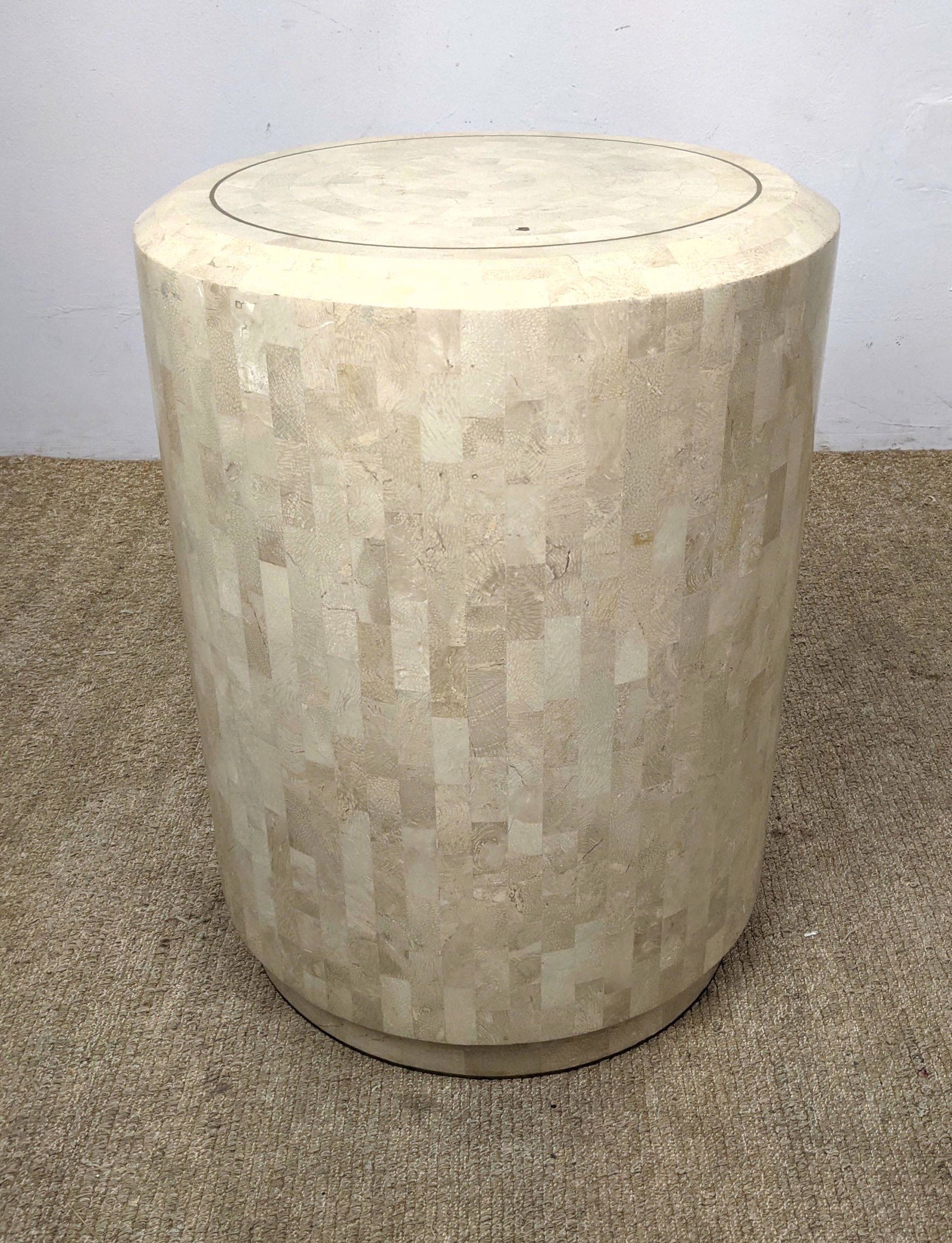 Tesserae Marble Round Pedestal Display Table.: Tesserae Marble Round Pedestal Display Table. -- Dimensions: H: 25 inches: W: 19 inches: D: 19 inches ---