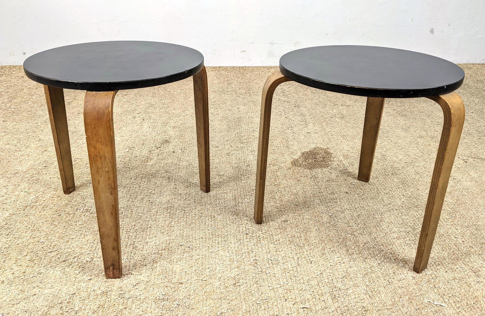 Pair Alvar AAlto Style Stool Tables. Stacking. (1 of 11)