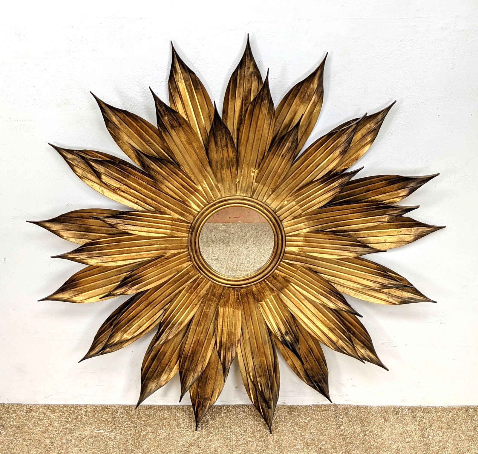 Steel frame Flower Mirror. Brass color. C Jere style. U (1 of 9)