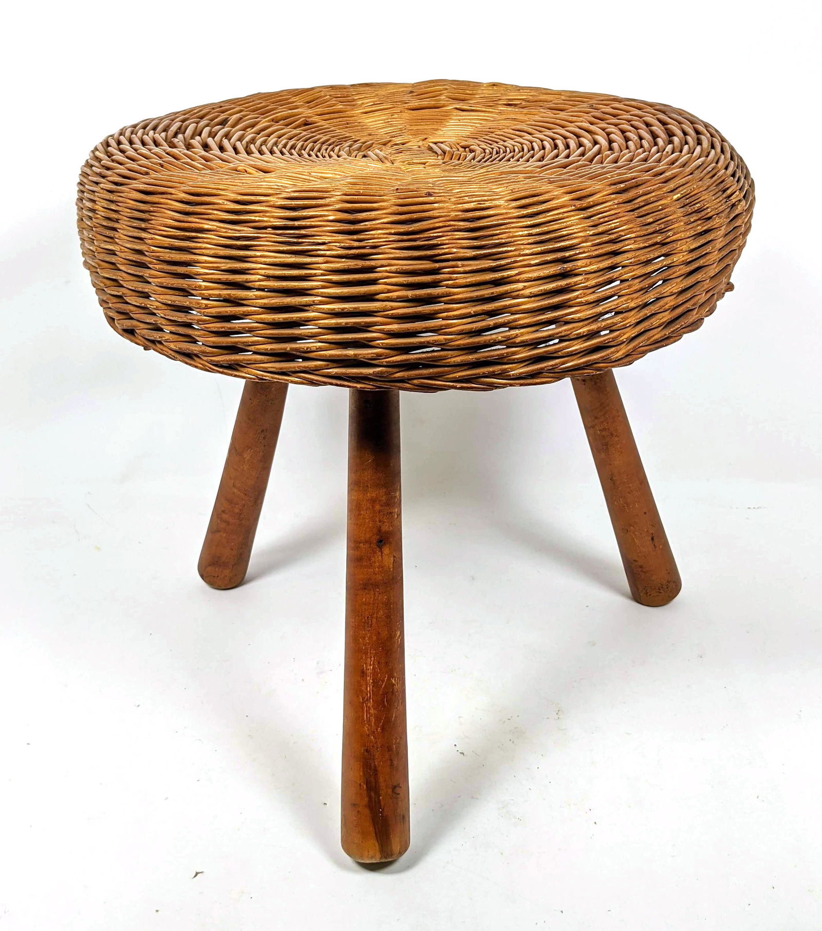 Tony Paul Style stool.  Woven wicker rattan stool. (1 of 7)