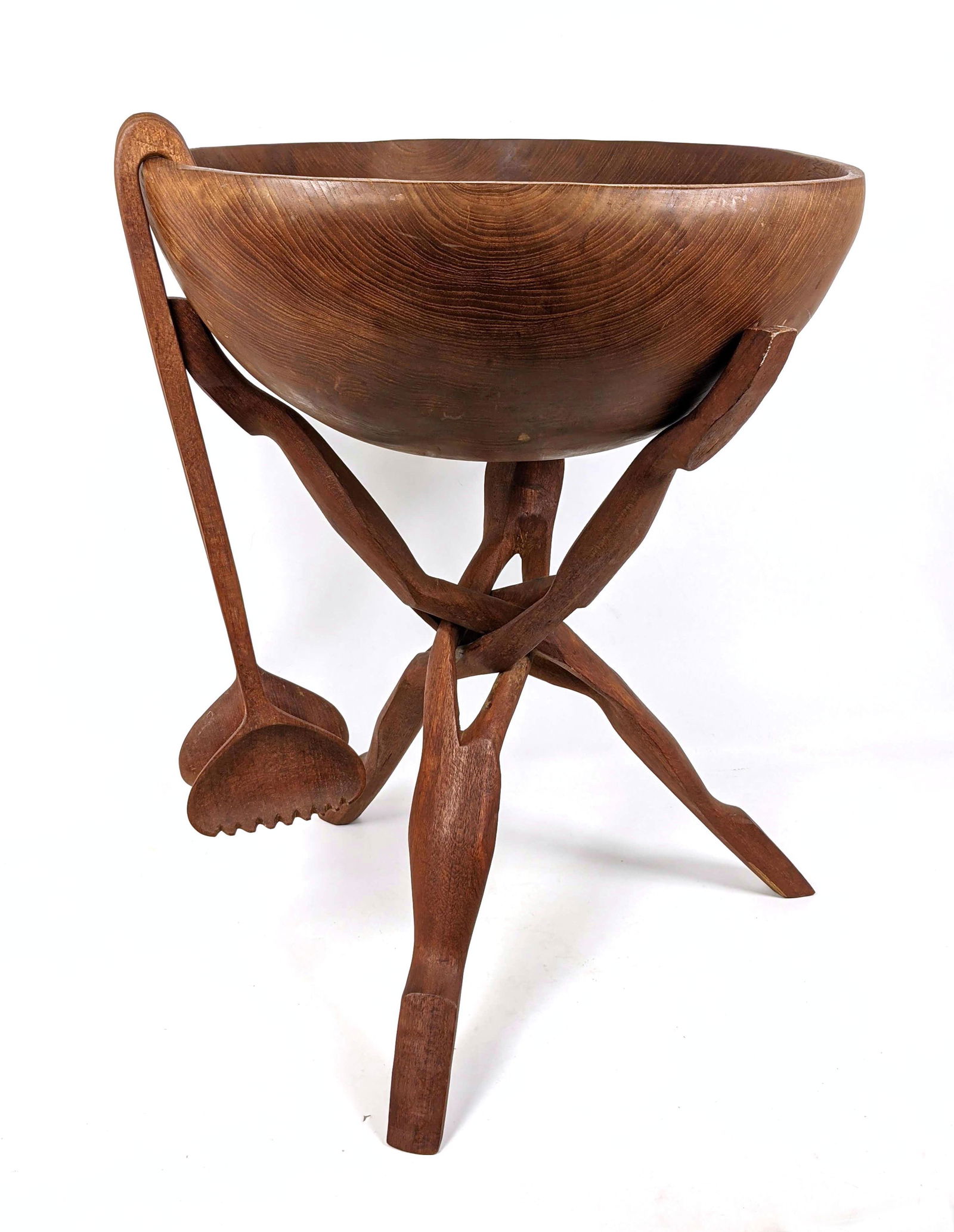 African Style Mixing Salad Bowl on Stand. (1 of 10)