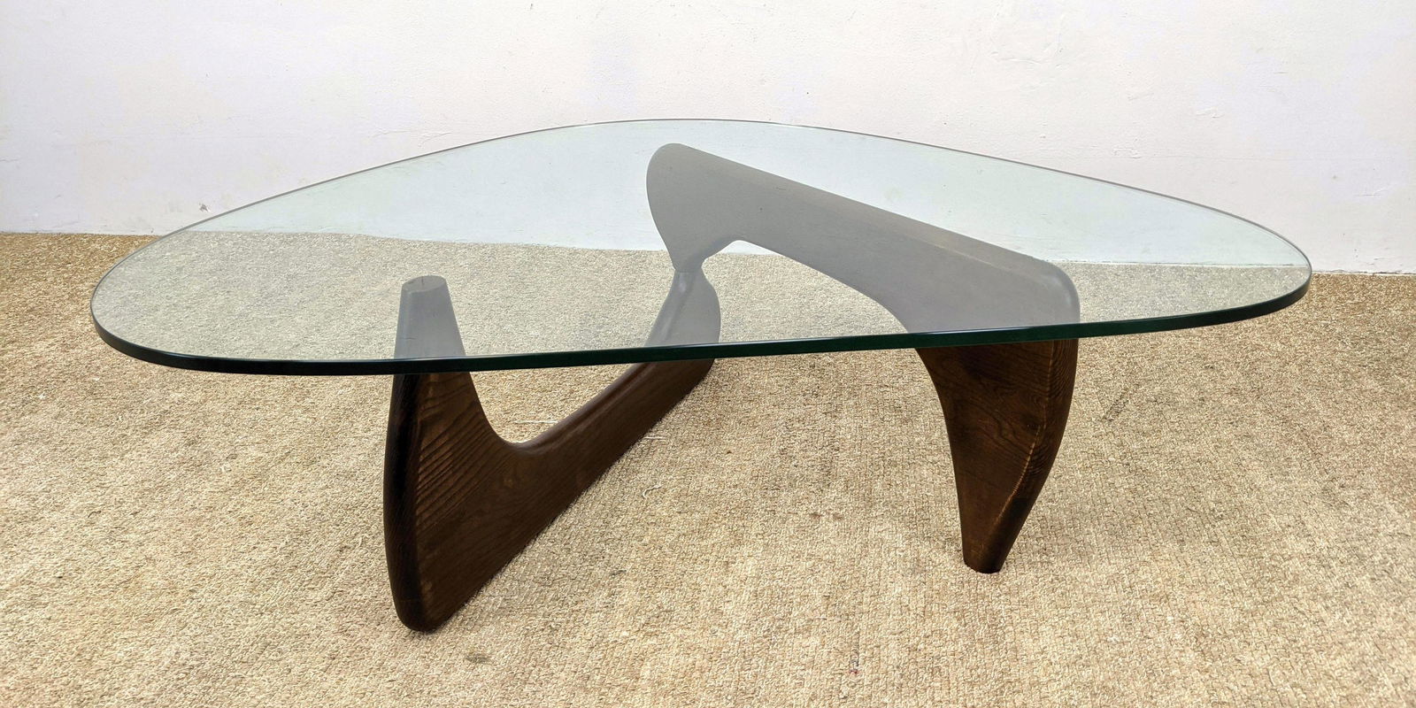 Noguchi style Modernist Glass Top Coffee Table. Dark st (1 of 7)
