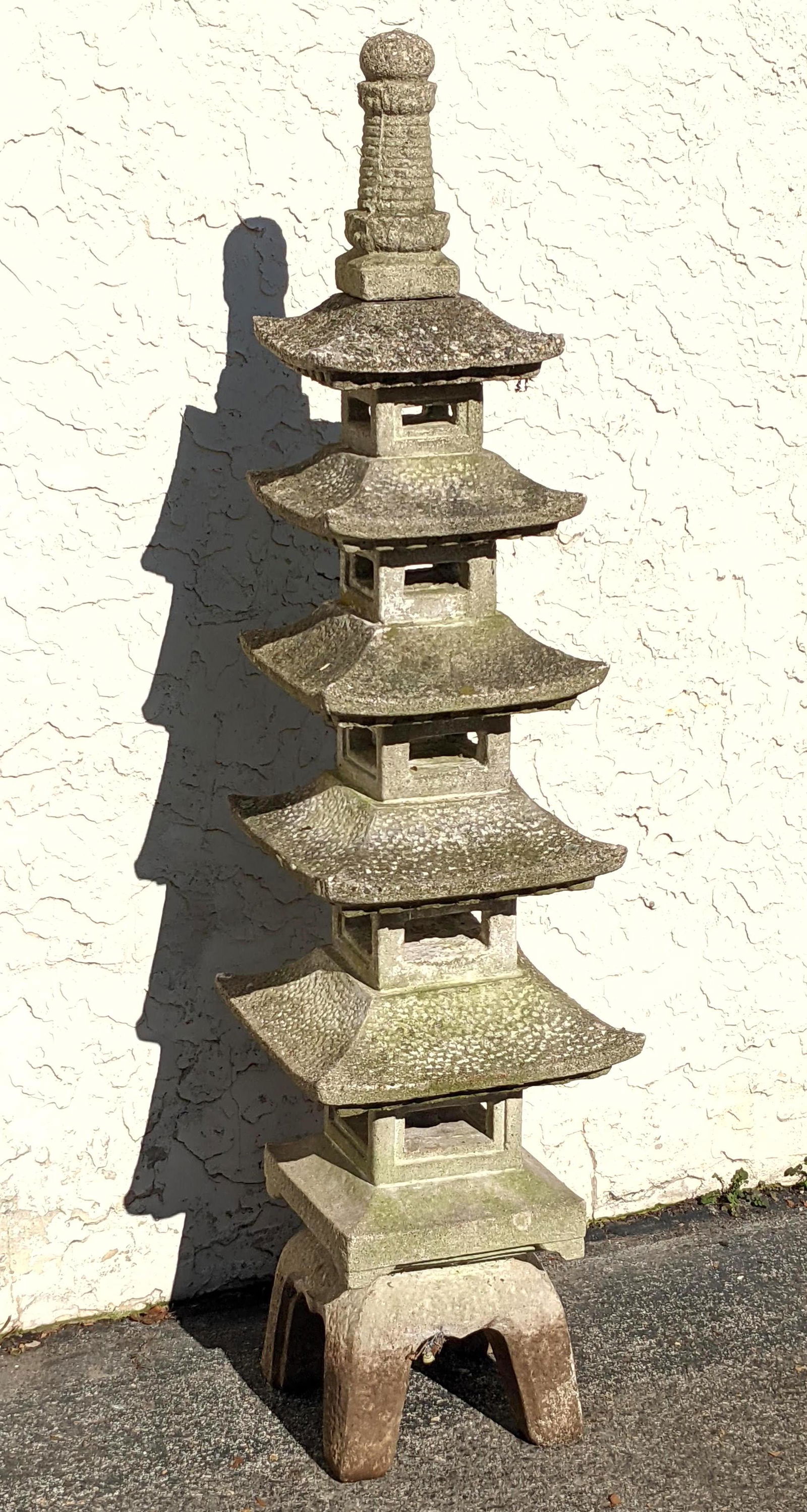 5ft Tall Cast Stone Garden Pagoda Sculpture. Multipart. (1 of 10)