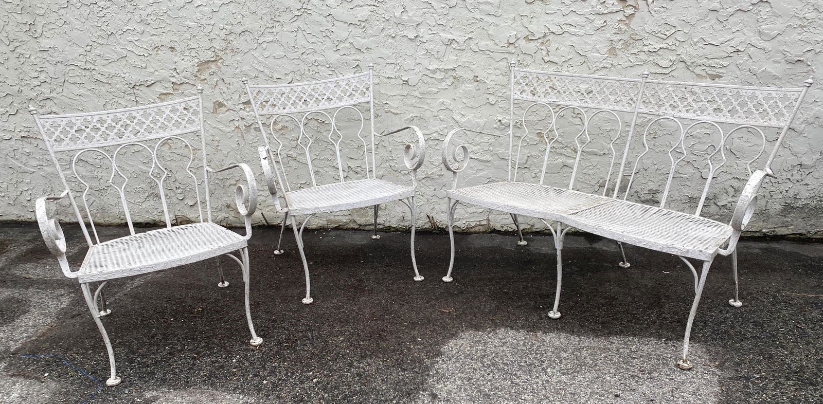 3pc SALTERINI Outdoor Iron Set. Love Seat and Pr Arm Lo (1 of 12)