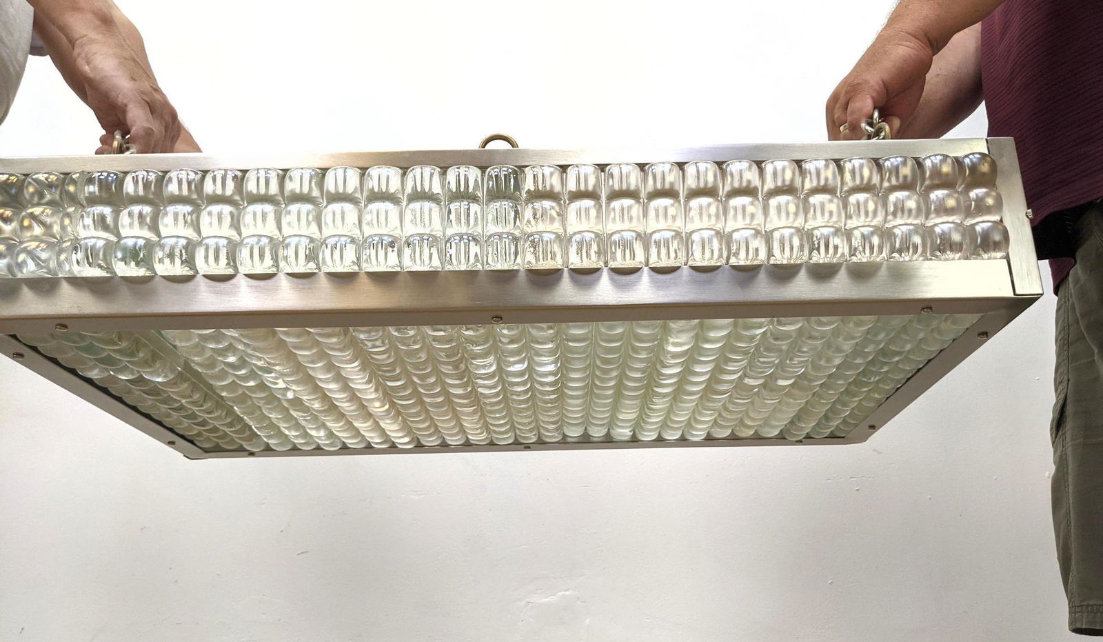 Modernist Dimpled Glass Hanging Ceiling Light Fixture. (1 of 10)