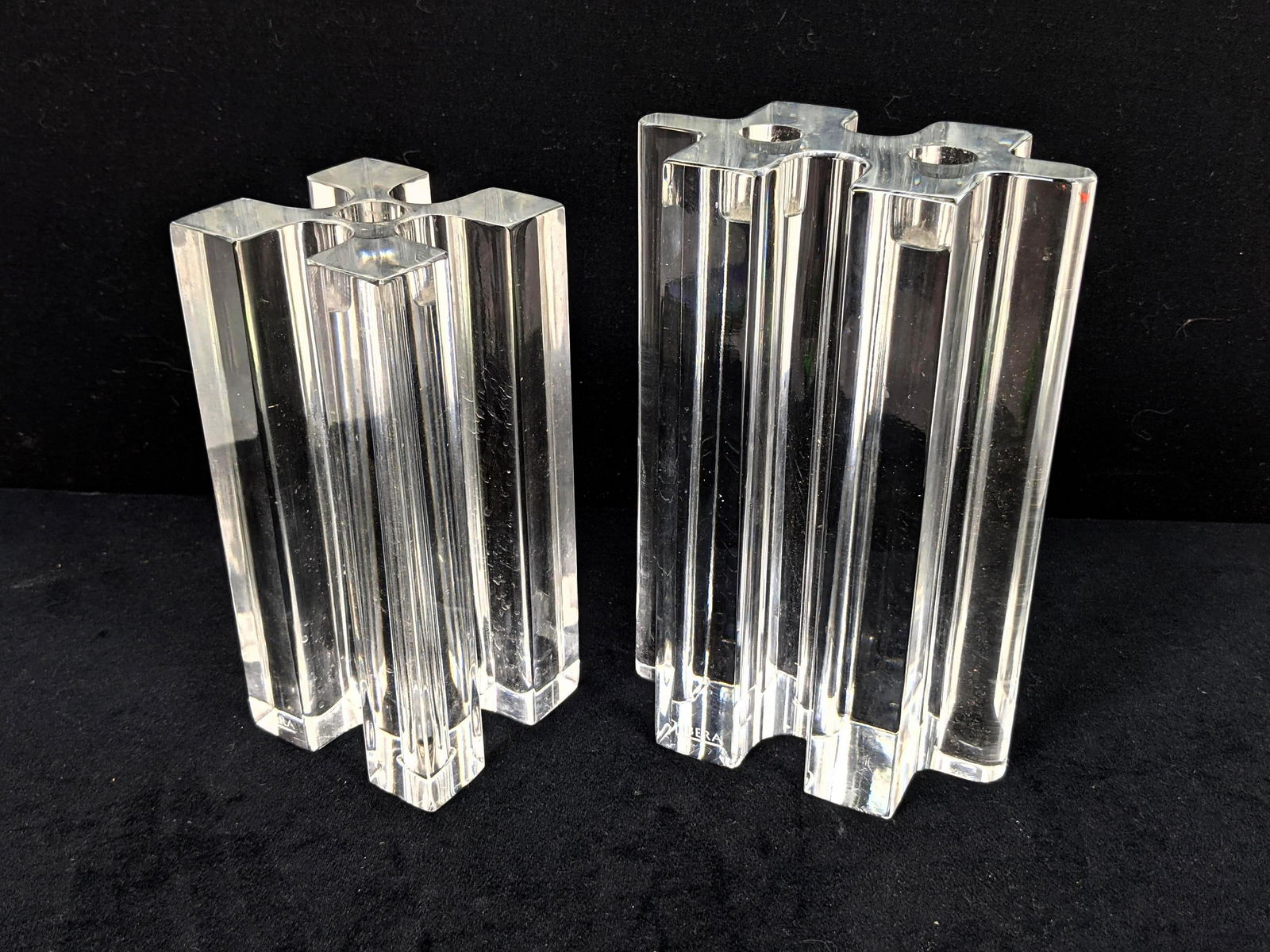 2pc LIBERA Crystal "Puzzle" Candle Holders.  One single (1 of 12)