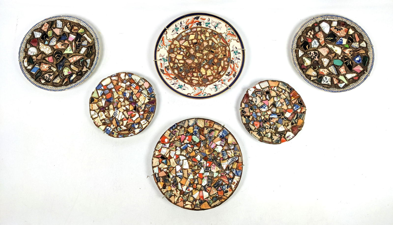 Set 6 Decorative plates of Mosaic porcelain shards. (1 of 16)
